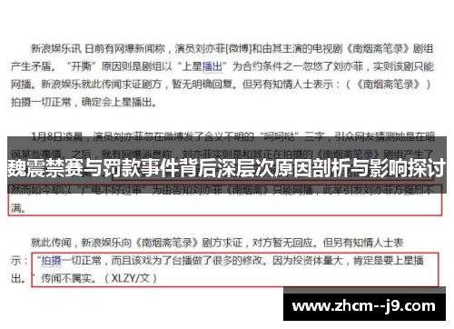 魏震禁赛与罚款事件背后深层次原因剖析与影响探讨